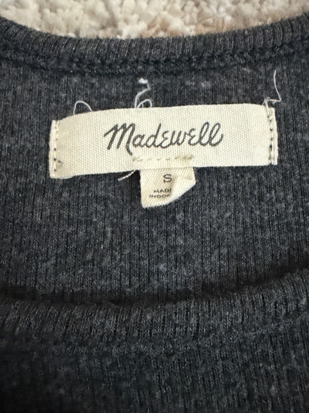 Womens Strappy Tank Top size S Small Madewell Gray Scoopneck Knit Acrylic Cotton - Picture 5 of 7